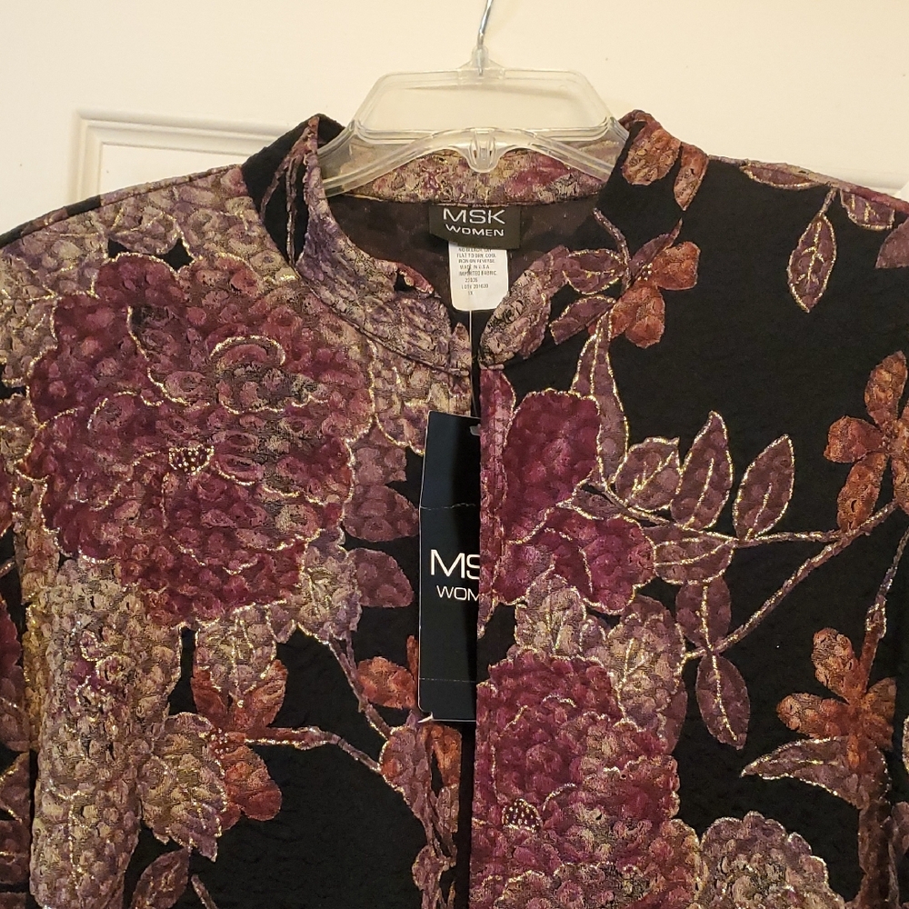 SALE: New Black and Purple Blazer with Elegant Floral Design